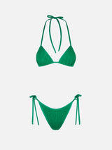 Bikini da donna a triangolo verde crinkle