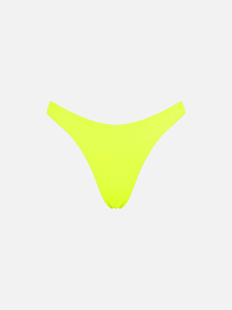 Woman raw-cut cheeky swim briefs