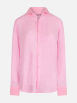 Man water color fluo pink linen Pamplona shirt