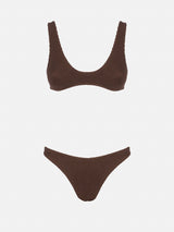 Woman brown tiny crinkle bralette bikini Pamy Elise