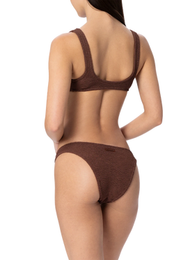 Bas de maillot de bain classique froissé marron pour femme Elise 