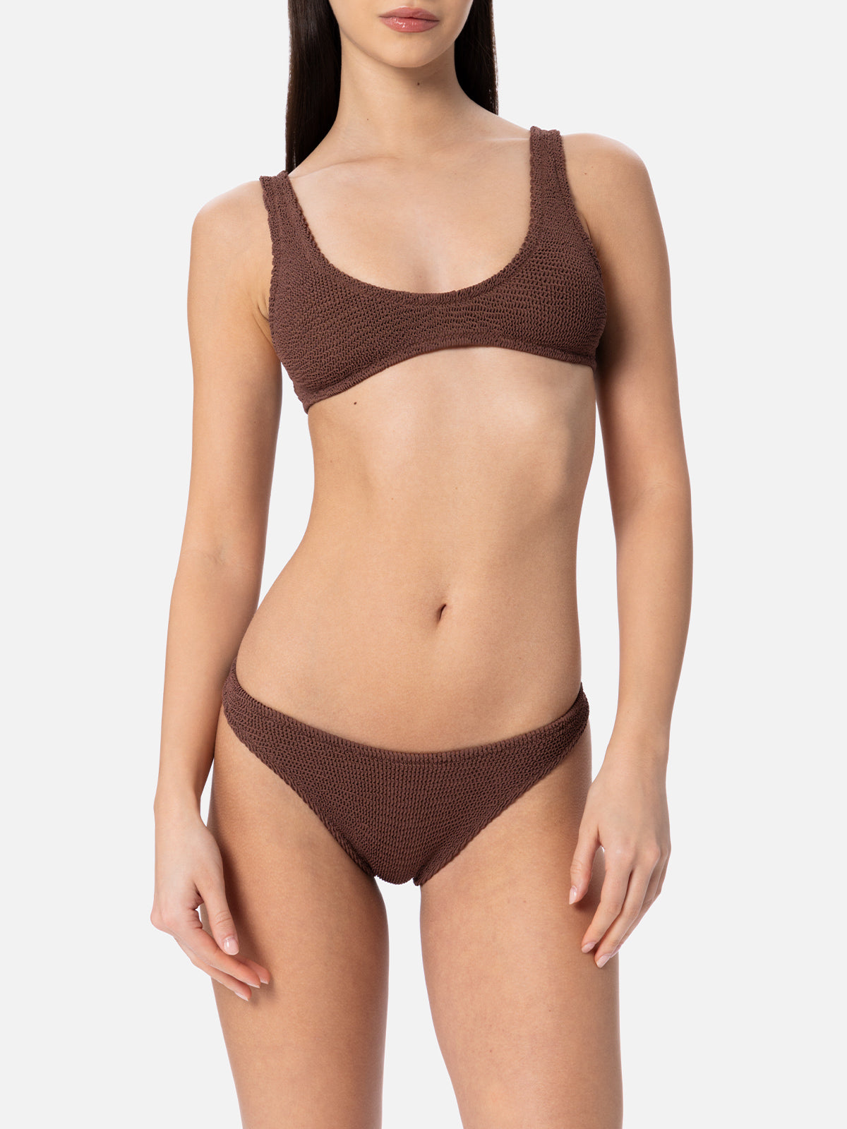 Bikini da donna a bralette marrone crinkle Pamy Naomi
