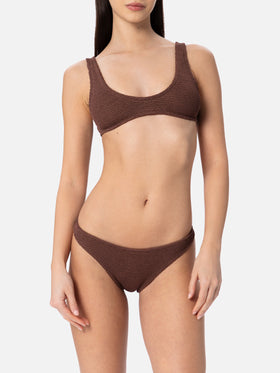 Bikini da donna a bralette marrone crinkle Pamy Naomi