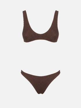 Bikini da donna a bralette marrone crinkle Pamy Naomi