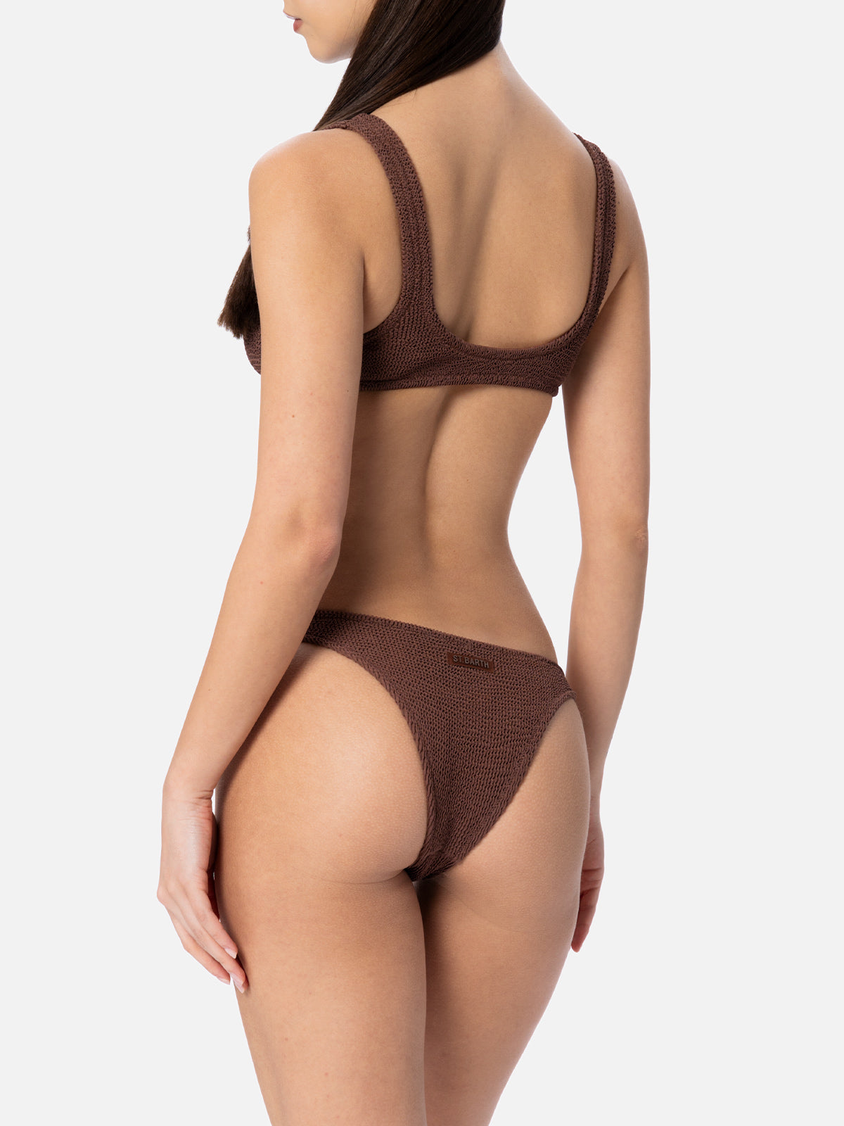 Bikini da donna a bralette marrone crinkle Pamy Naomi