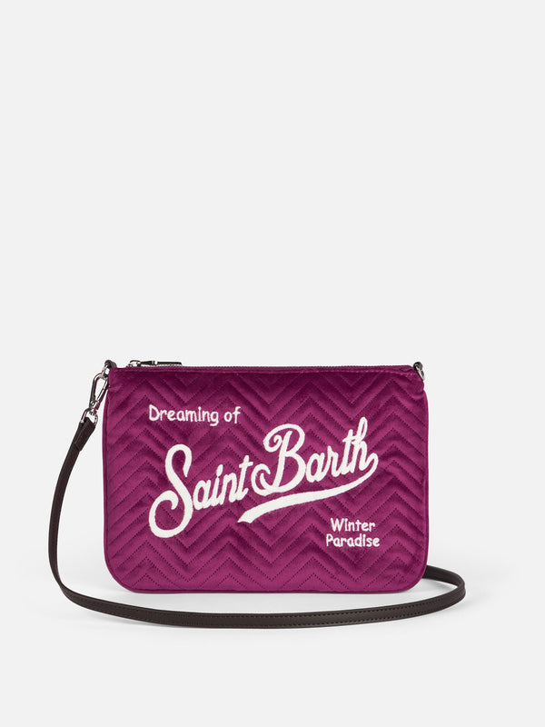 Samtstepp-Umhängetasche Parisienne Clutch aus Sherpa in Fuchsia 