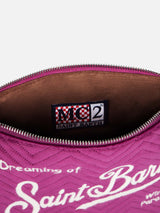 Pouch a tracolla Parisienne sherpa in velluto trapuntato fucsia