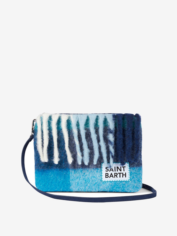 Parisienne-Decken-Umhängetasche Clutch mit hellblauem Karomuster