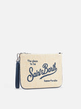 Pouch Parisienne in paglia con ricamo Saint Barth