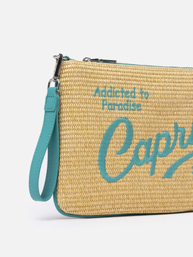 Parisienne Stroh-Clutch mit Capri-Stickerei