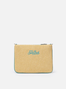 Parisienne Stroh-Clutch mit Capri-Stickerei