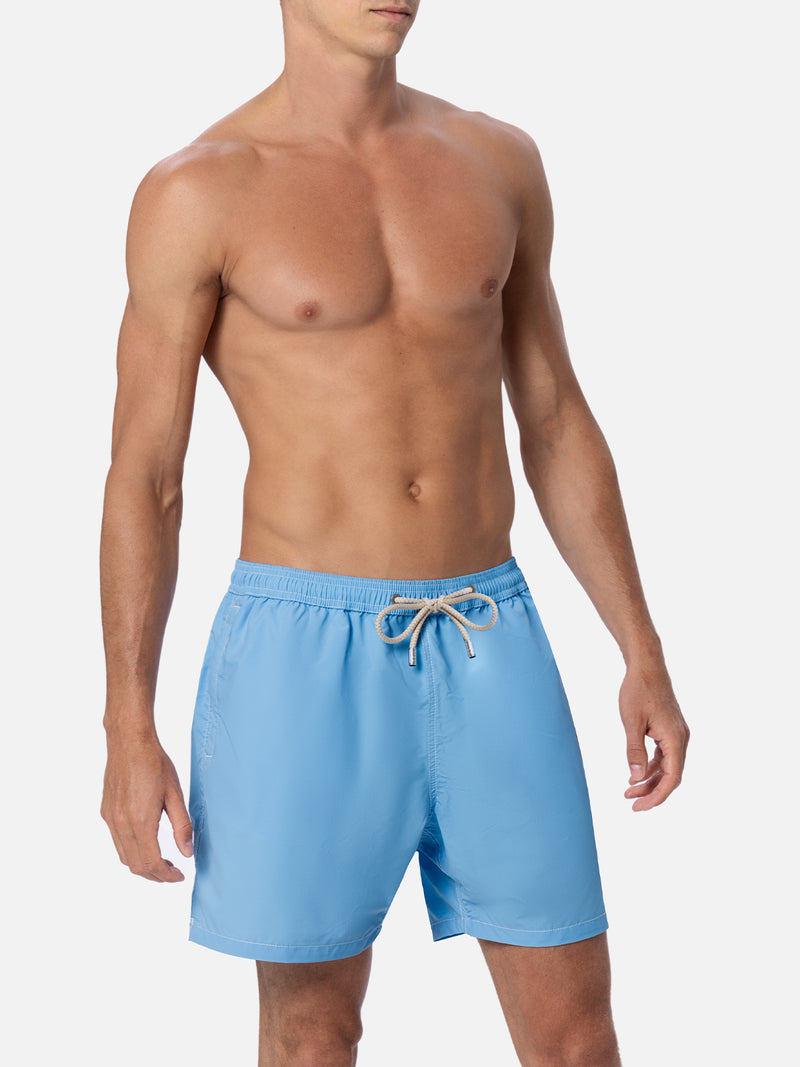 Herren himmelblaue mittellange Badeshorts Patmos