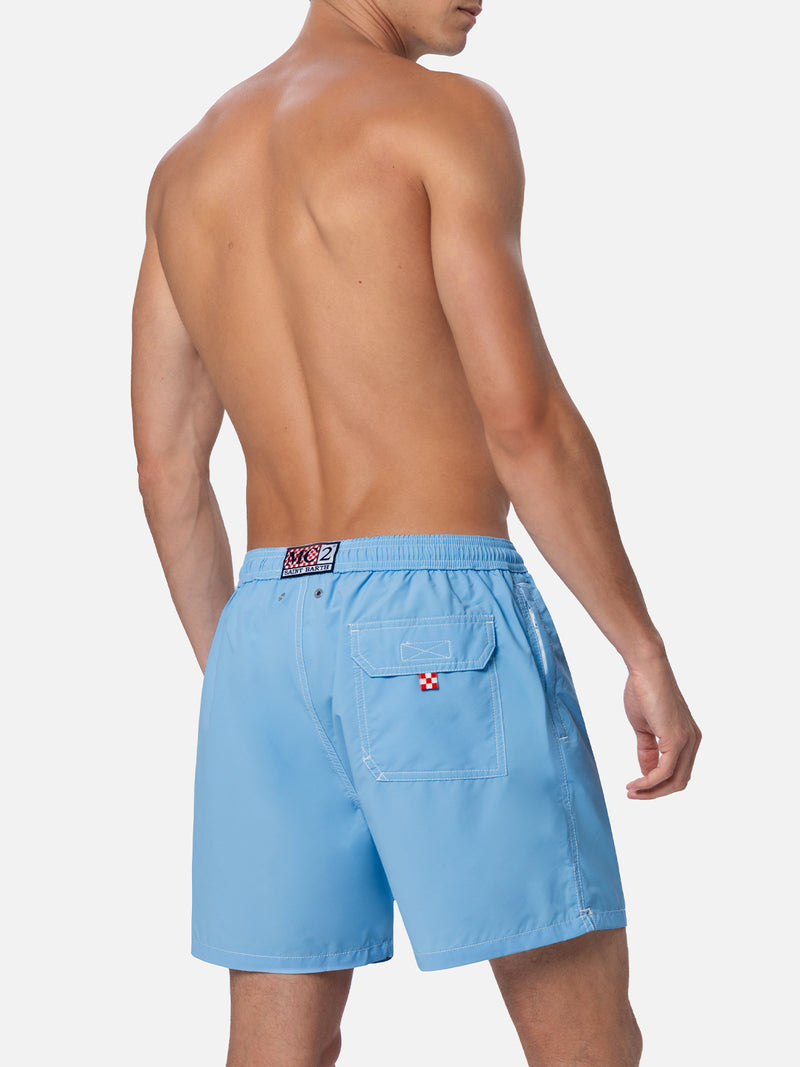 Herren himmelblaue mittellange Badeshorts Patmos