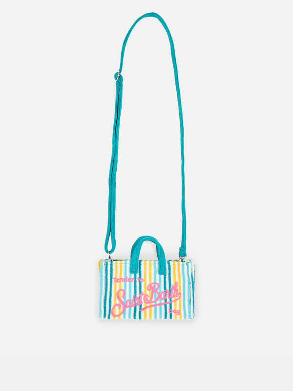 Multicolor striped terry embossed Phone Bag