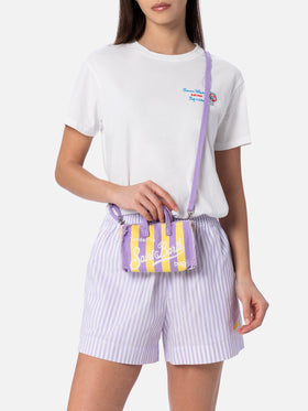 Striped cotton canvas Phone Bag