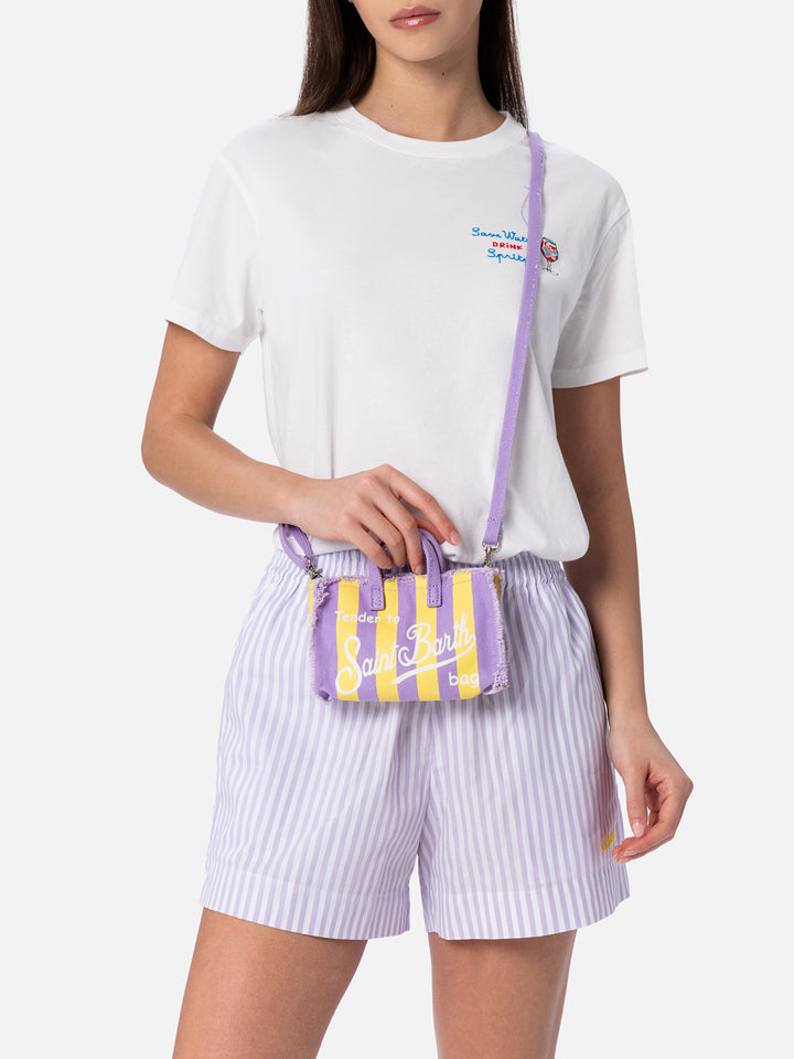 Striped cotton canvas Phone Bag