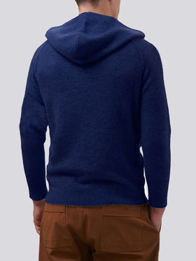 Man navy blue stretch alpaca hooded sweater Piccadilly - MC2 Saint Barth
