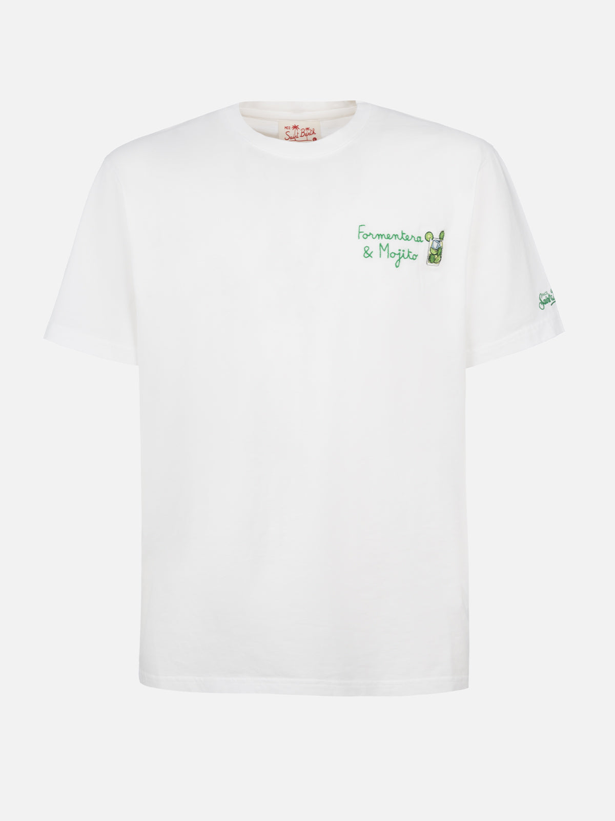 Man classic fit cotton jersey t-shirt Portofino with Formentera aperitif embroidery