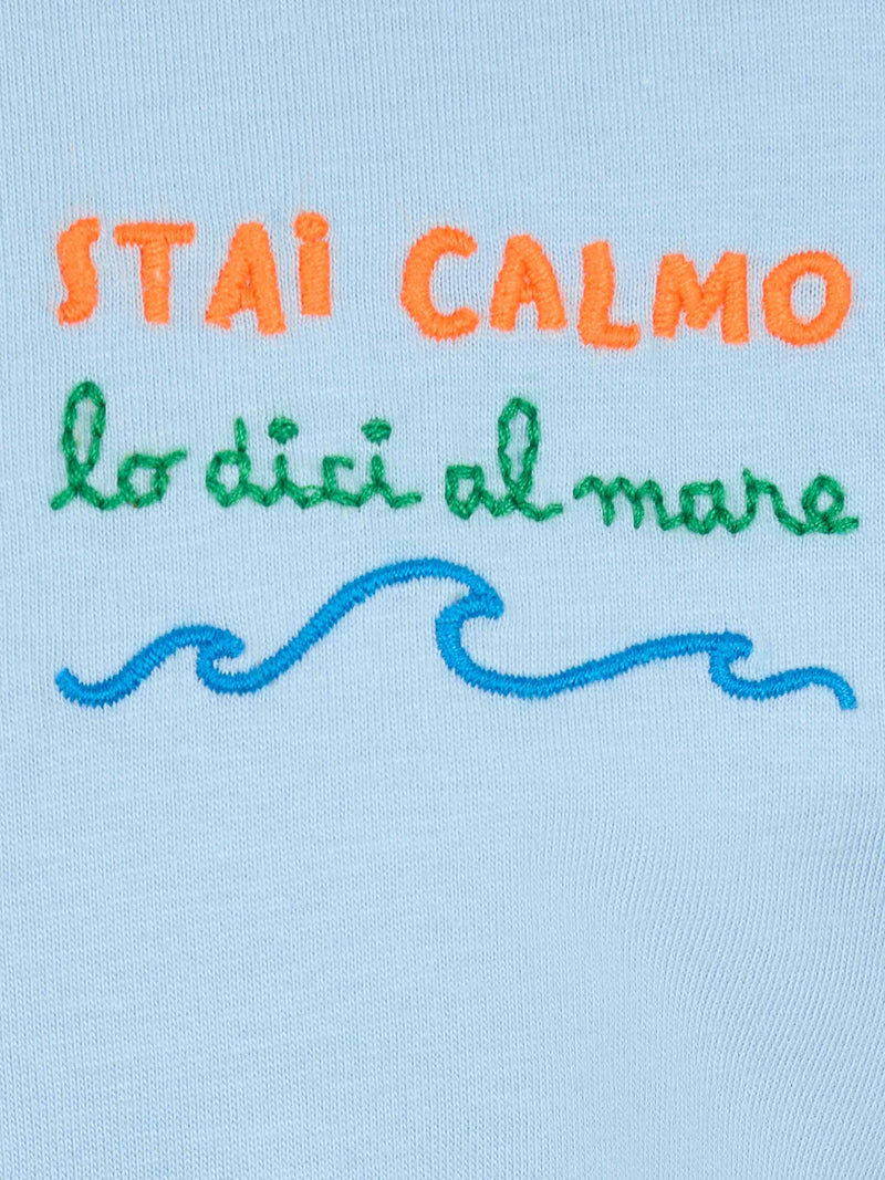 Jungen-T-Shirt aus Baumwolljersey Portofino Jr mit Stai calmo lo dici al mare-Stickerei