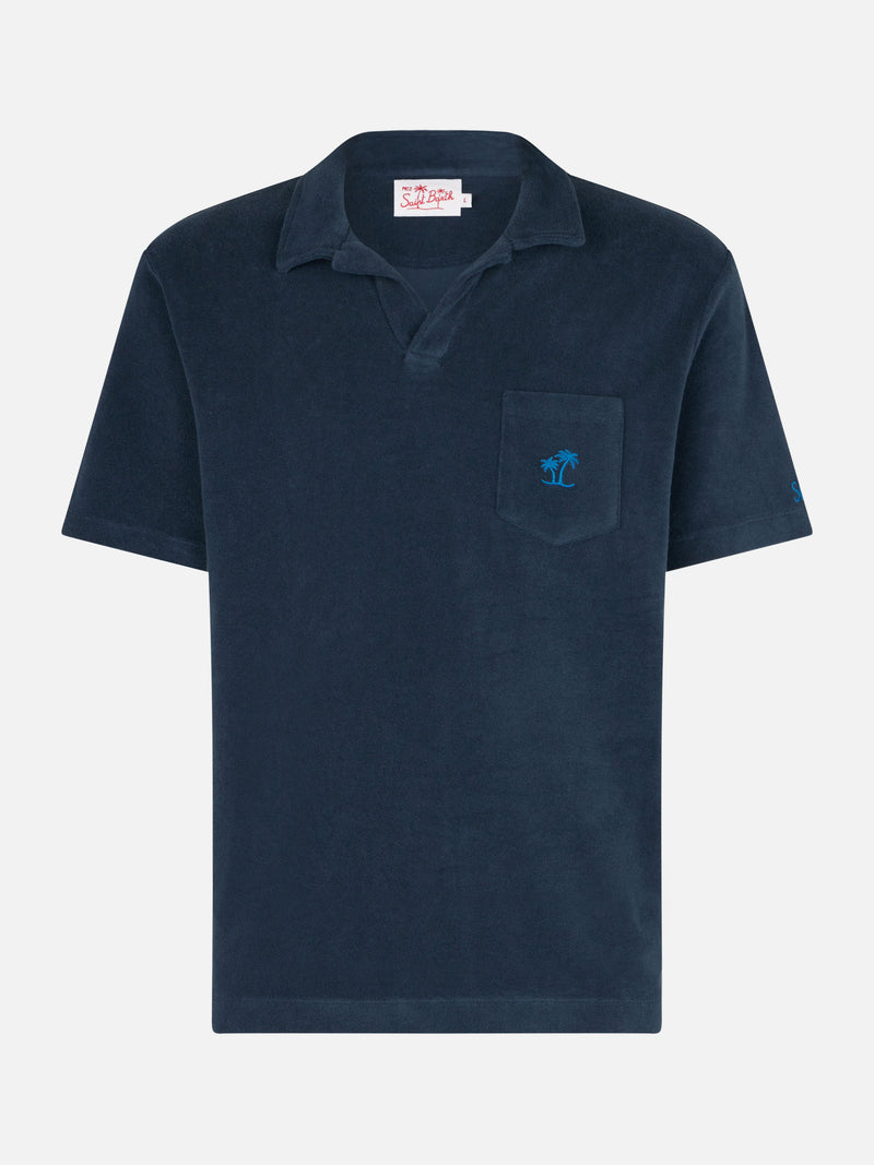 Marineblaues Frottee-Polo für Herren