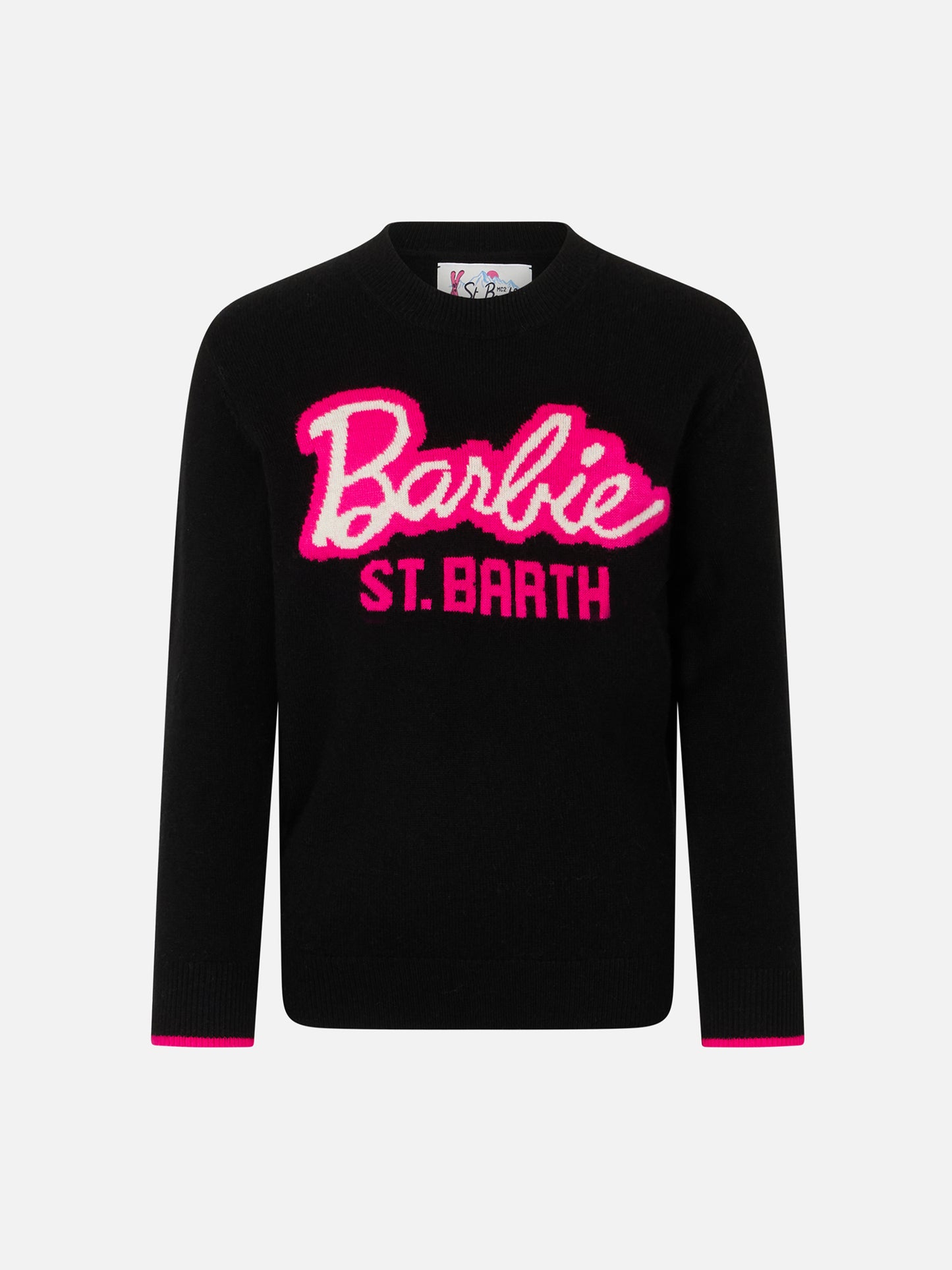 Girl crewneck black sweater with Barbie jacquard | BARBIE SPECIAL EDITION