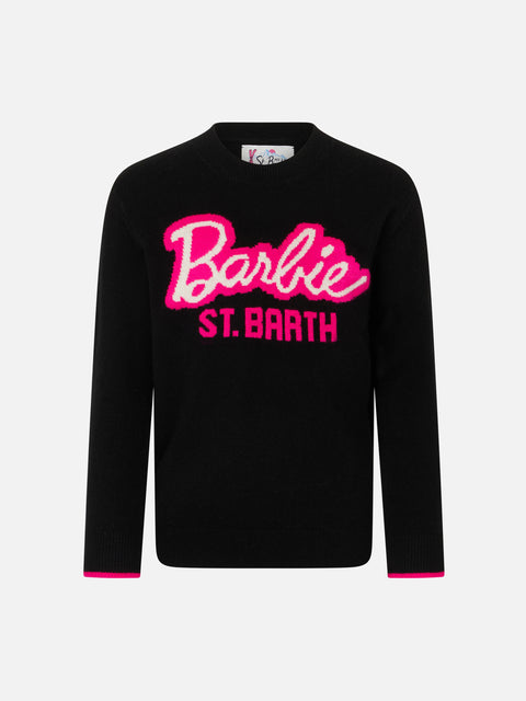Girl crewneck black sweater with Barbie jacquard | BARBIE SPECIAL EDITION - MC2 Saint Barth