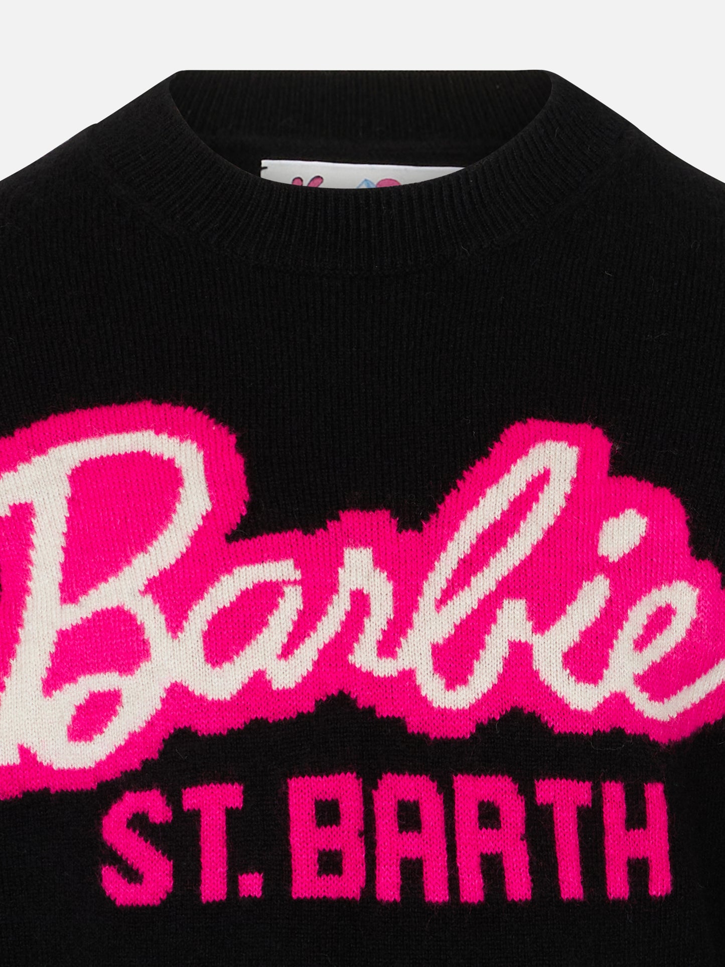 Girl crewneck black sweater with Barbie jacquard | BARBIE SPECIAL EDITION