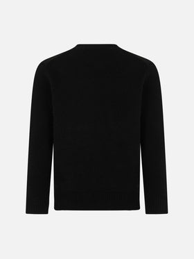 Girl crewneck black sweater with Splendida Splendente rhinestones print | NIKI DJ SPECIAL EDITION