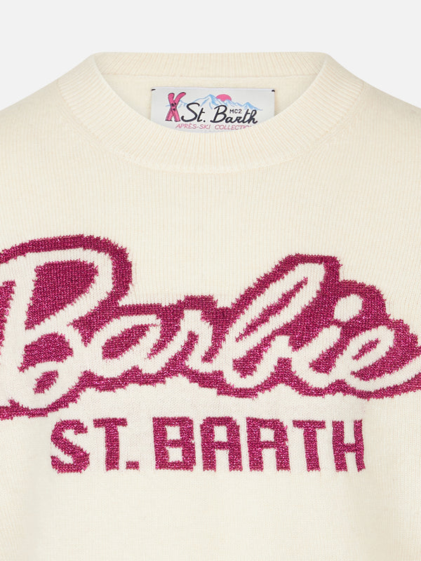 Maglia da bambina girocollo bianca con stampa Barbie | EDIZIONE SPECIALE BARBIE