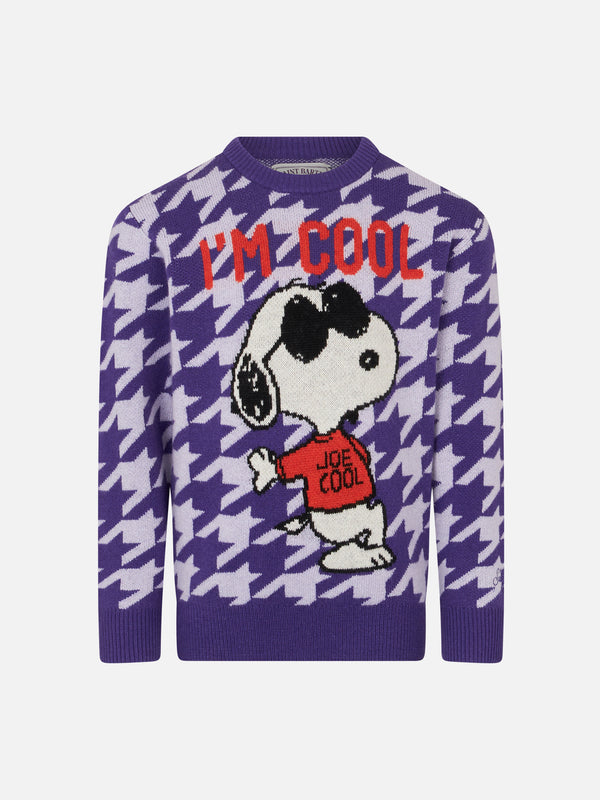 Maglia da bambina girocollo pied de poule  con stampa Snoopy | EDIZIONE SPECIALE SNOOPY PEANUTS™