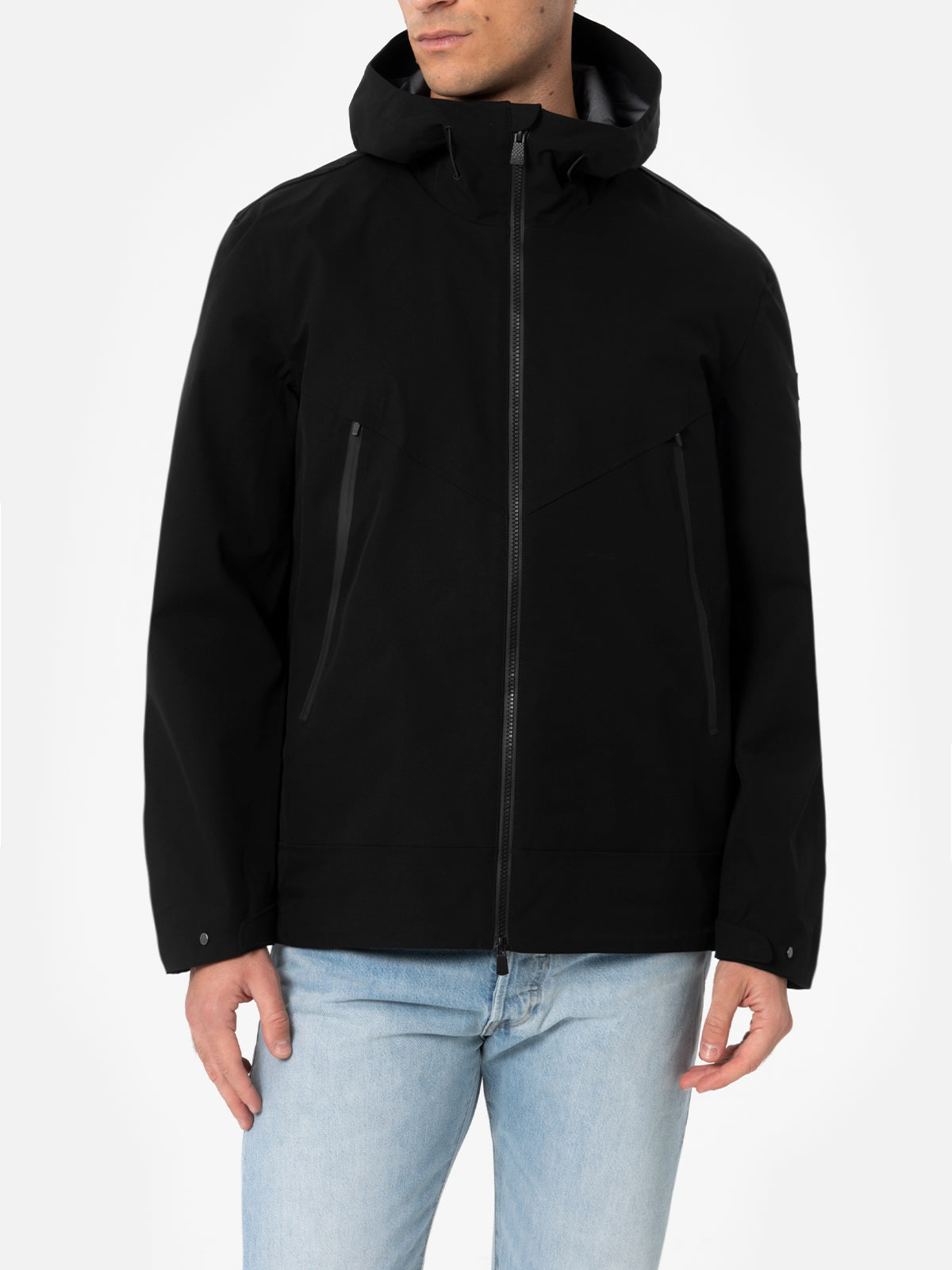 Man black 3-layers hooded jacket Parson – MC2 Saint Barth