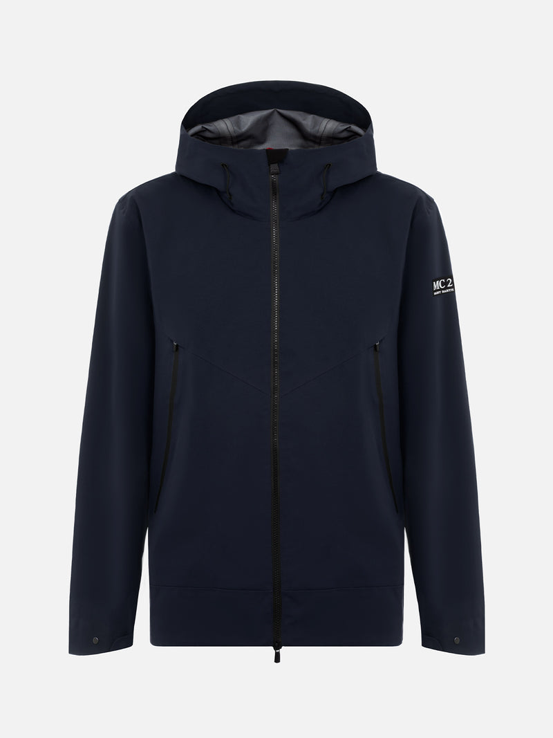 Man navy blue 3-layers hooded jacket Parson