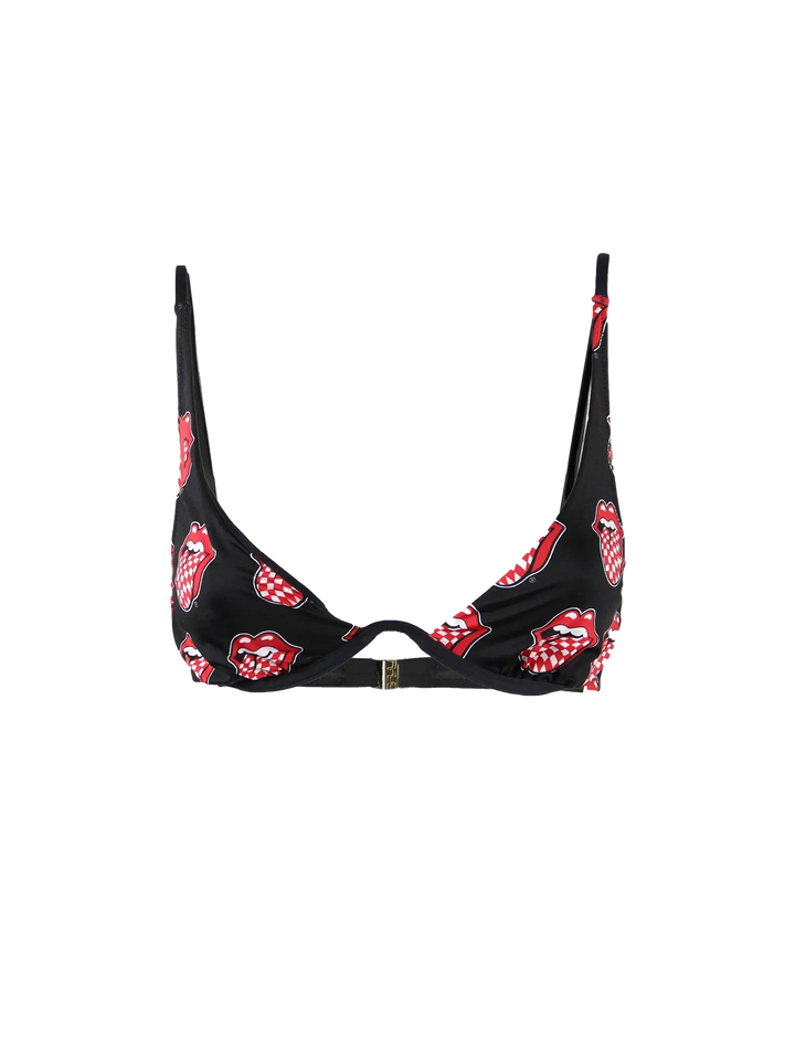 Rolling Stones tongue print V-wired top - MC2 Saint Barth