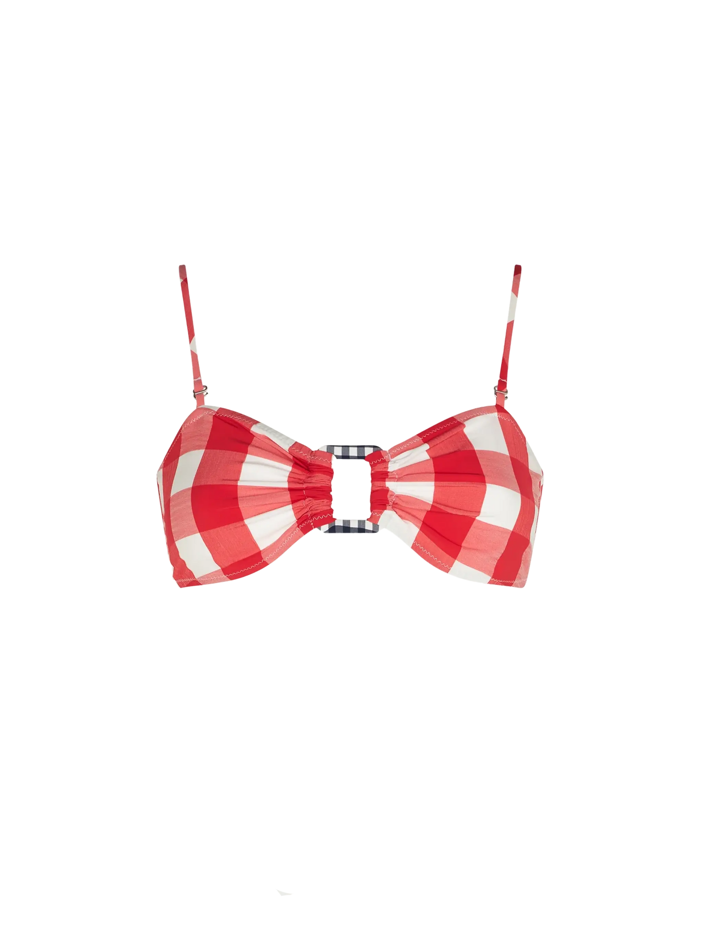 Gingham-Bralette mit quadratischem Ring