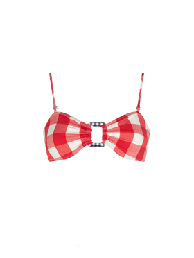 Gingham-Bralette mit quadratischem Ring
