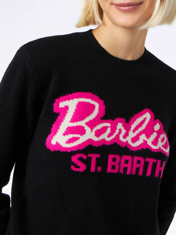 Maglia da donna girocollo nera con stampa Barbie | EDIZIONE SPECIALE BARBIE