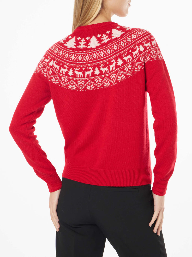 Woman sweater with Norwegian jacquard