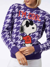 Maglione da donna girocollo pied de poule con stampa Snoopy | EDIZIONE SPECIALE SNOOPY PEANUTS™