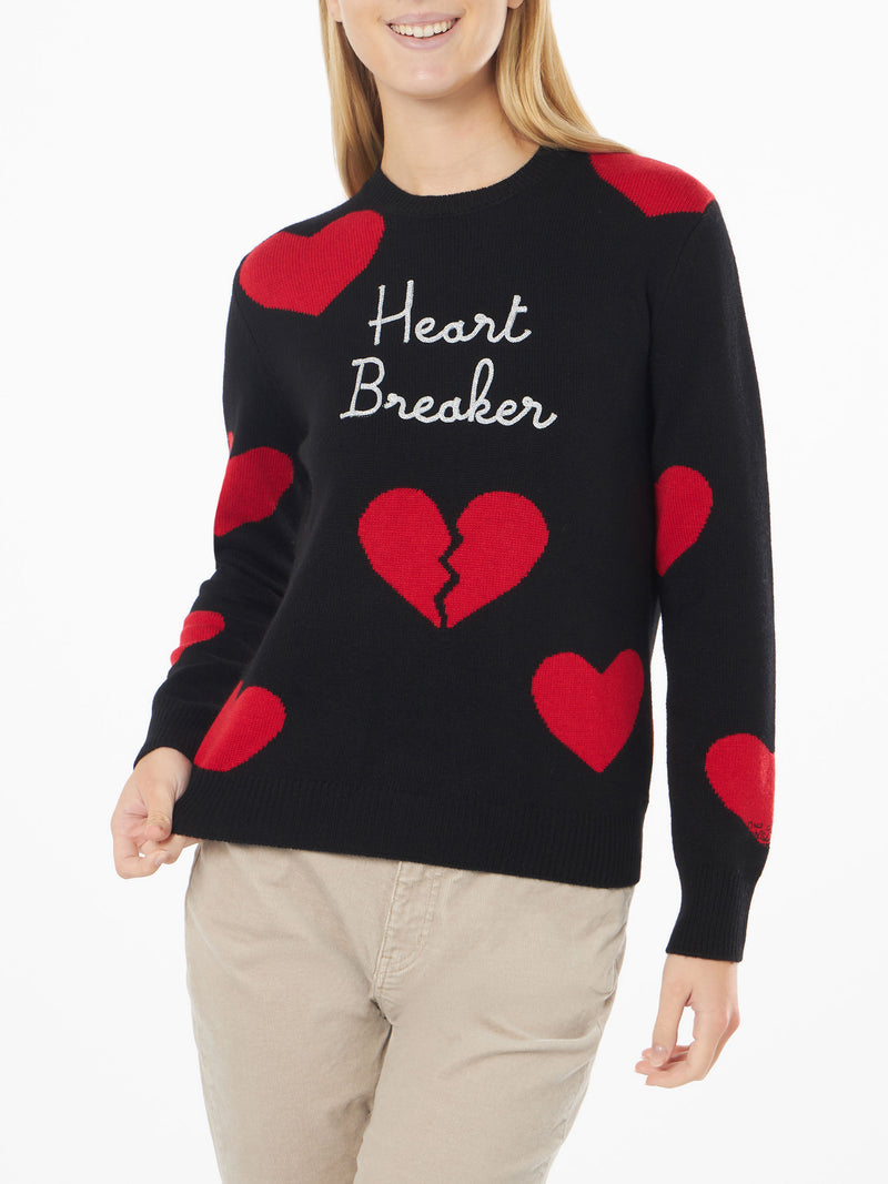 Damenpullover mit Rundhalsausschnitt und „Heart Breaker“-Stickerei