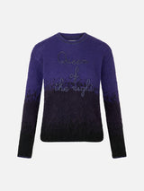 Maglione morbido da donna girocollo con ricamo Queen of the Night