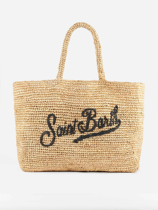 Beige Raffia Beach bag with cotton pouch