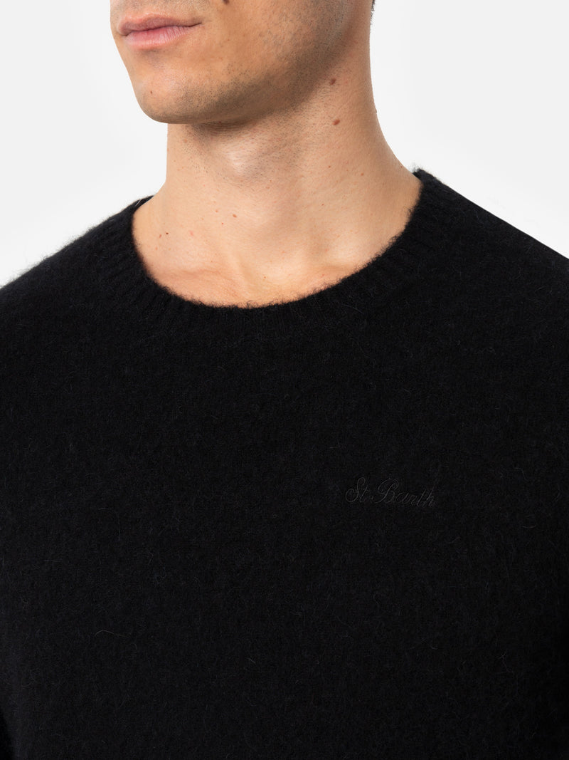 Maglione da uomo girocollo elasticizzato nero Regent