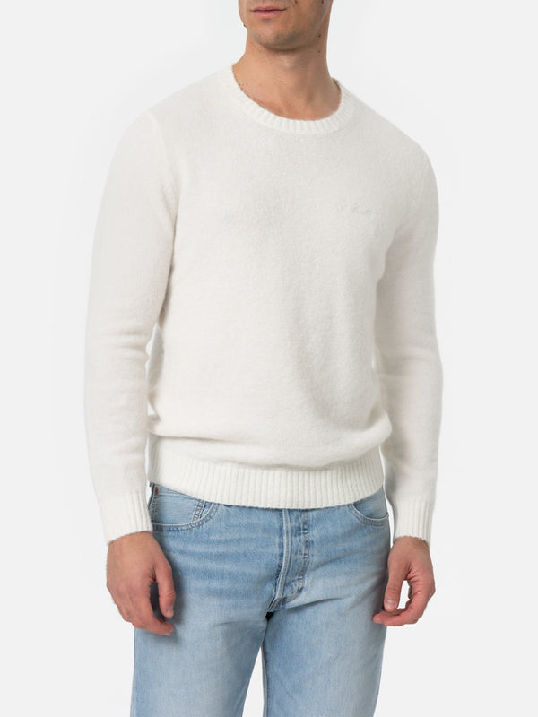 Man white crewneck stretch sweater Regent