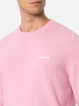 Maglione girocollo in misto cashmere rosa da uomo Regent