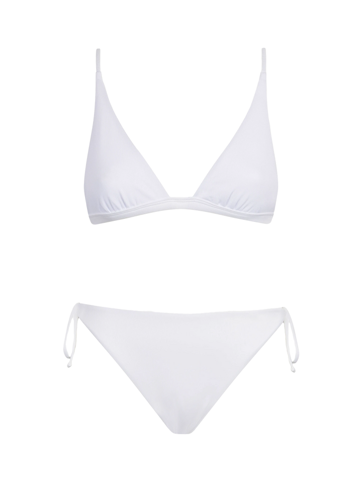 Woman white triangle bikini