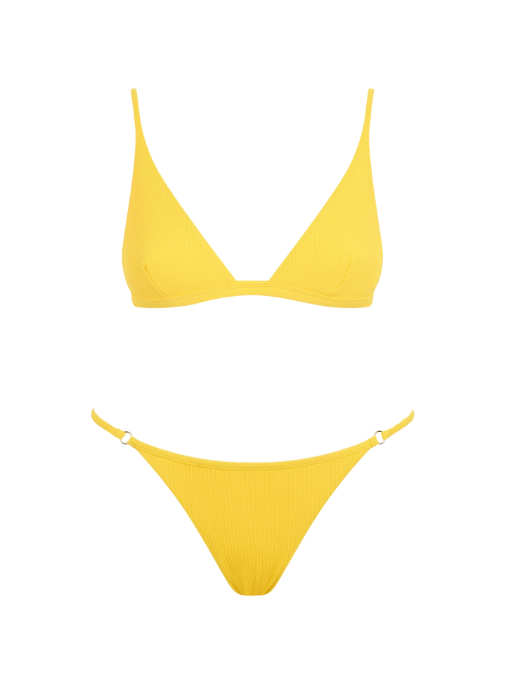 Woman yellow triangle bikini