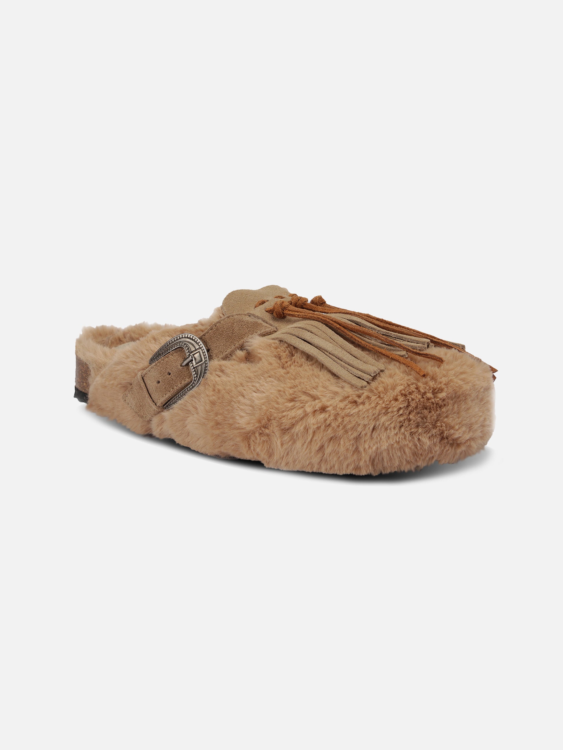 Beige eco-fur clogs Sabot | TAJI SPECIAL EDITION - MC2 Saint Barth