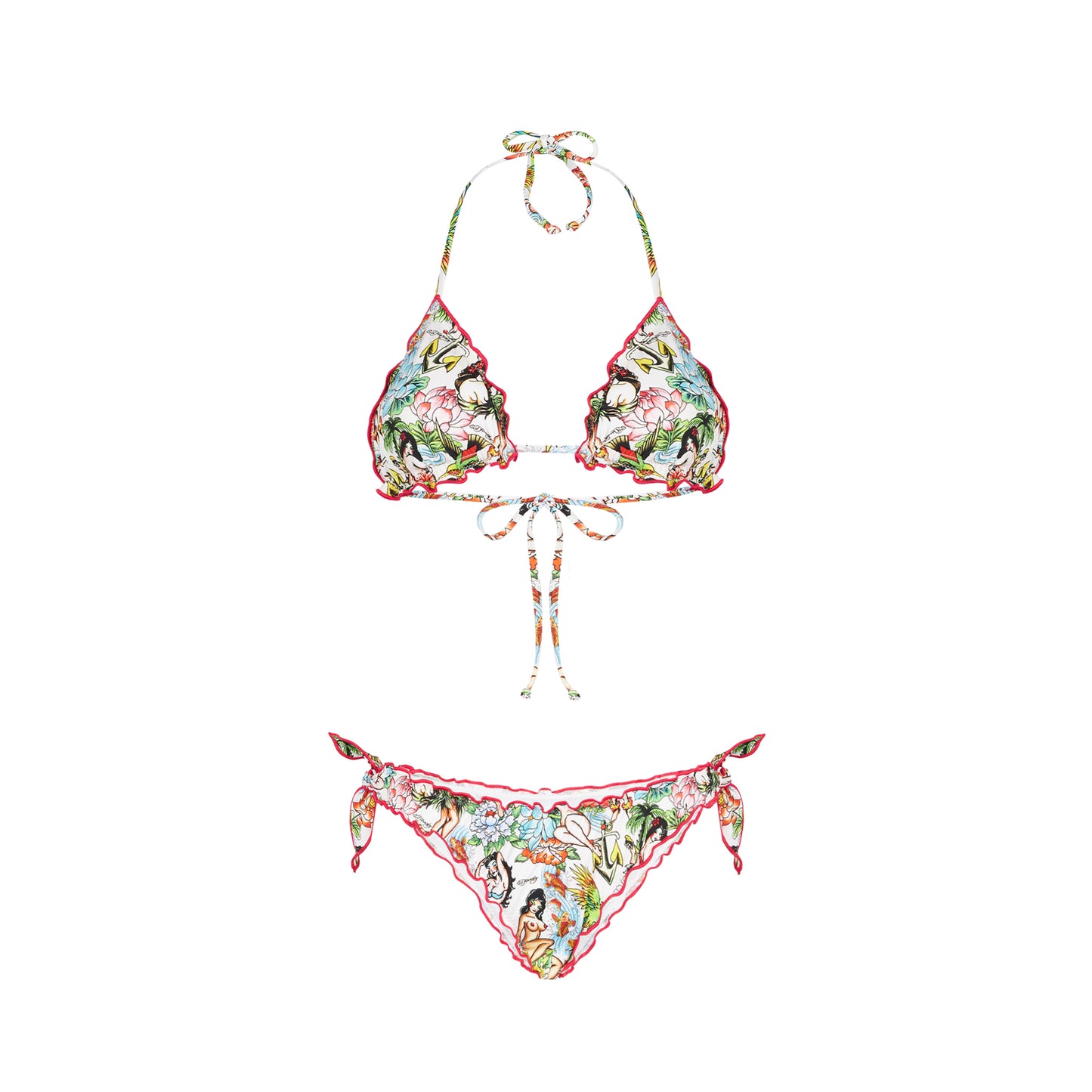 Bikini da donna a triangolo con stampa tattoo