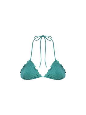 Woman teal lurex classic triangle beach top Sagittarius