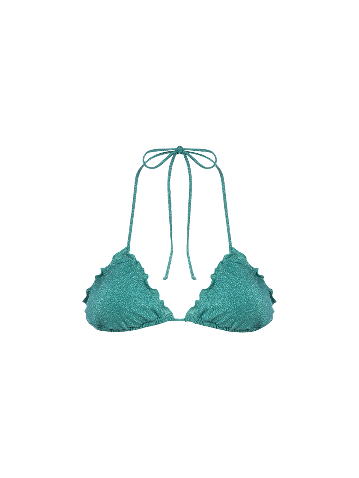 Woman teal lurex classic triangle beach top Sagittarius